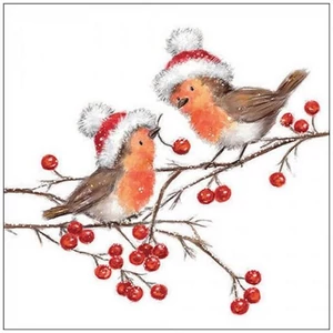 Szalvéta Ambiante Christmas robins white papír papírszalvéta 33x33cm,20db-os