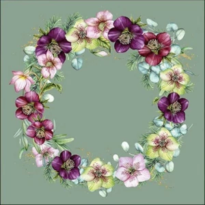 Szalvéta Ambiante Christmas Rose Green papír papírszalvéta 33x33cm,20db-os