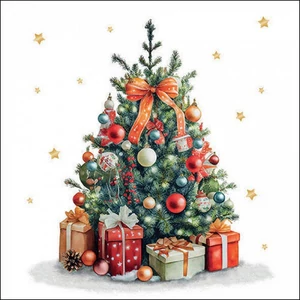 Szalvéta Ambiante Decorated Christmas tree papír papírszalvéta 33x33cm,20db-os
