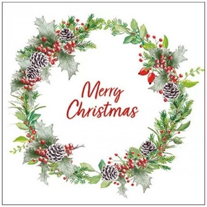 Szalvéta Ambiante Holiday Wreath White papír papírszalvéta 33x33cm,20db-os