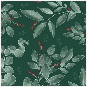 Szalvéta Ambiante Leaves and berries green papírszalvéta 33x33cm,20db-os