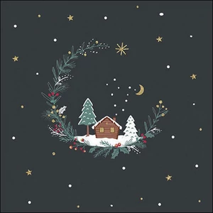 Szalvéta Ambiante Little wood cabin anthracite papírszalvéta 33x33cm,20db-os