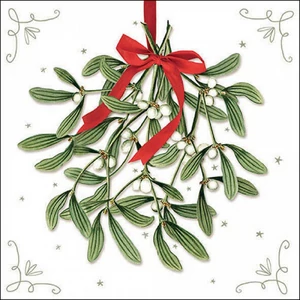 Szalvéta Ambiante Mistletoe with bow white papírszalvéta 33x33cm,20db-os
