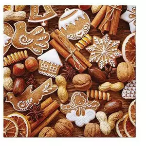 Szalvéta karácsonyi Rustic Gingerbread 33x33cm, 20db/csomag