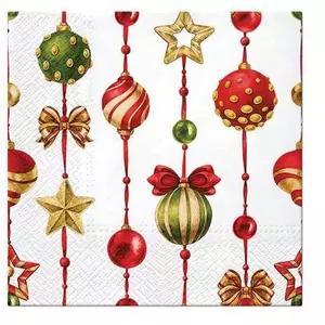 Szalvéta karácsonyi Adorned Ornaments 33x33cm, 20db/csomag