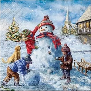 Szalvéta karácsonyi Snowman fun papírszalvéta 33x33cm,20db-os