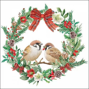 Szalvéta Ambiante Sparrows in wreath papírszalvéta 33x33cm,20db-os
