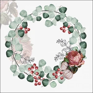 Szalvéta Ambiante Wreath of Eucalyptus grey papírszalvéta 33x33cm,20db-os