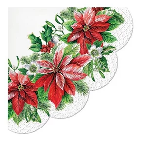 Szalvéta 33x33cm Paw Glory Poinsettia rondo 12db/csomag 3rétegű