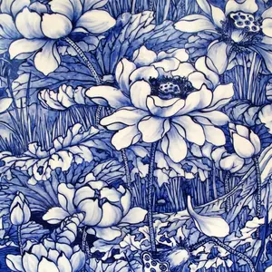 Szalvéta PD rajzolt virág 33x33cm 3rétegű 20lapos Kék hangulat