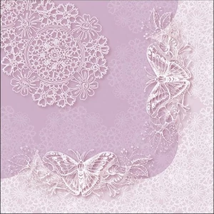 Szalvéta Ambiante Butterfly Lace Lilac papírszalvéta 33x33cm,20db-os