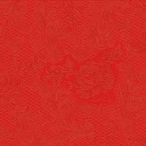 Szalvéta PPD Lace Embossed Fire, piros dombor nyomott Szalvéta 25x25cm, 3rétegű, 15lapos