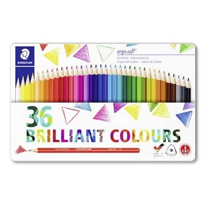Színes ceruza 36 Staedtler háromszögletű fémdobozos Ergo Soft Színes ceruzák