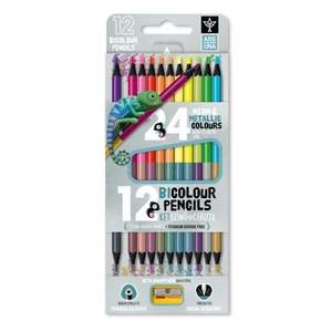 Színes ceruza Ars Una 12 színű neon-metál bicolor, háromszögle hegyezővel prémium minőség