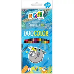 Színes ceruza készlet háromszögletű, kétvégű COOL BY VICTORIA 24 különböző szín