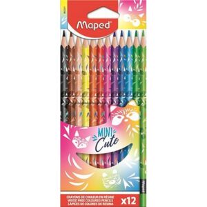 Színes ceruza készlet Maped háromszögletű, Mini Cute 12 különböző szín