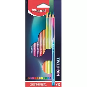 Színes ceruza készlet Maped háromszögletű, Nightfall 12 különböző szín
