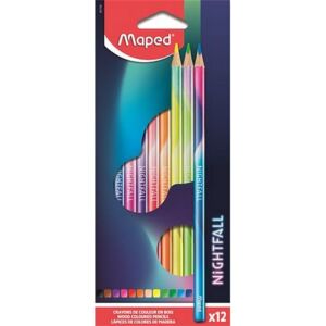 Színes ceruza készlet Maped háromszögletű, Nightfall 12 különböző szín