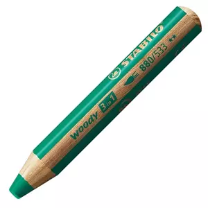 Színes ceruza Stabilo kerek, vastag, Woody 3 in 1 sötétzöld