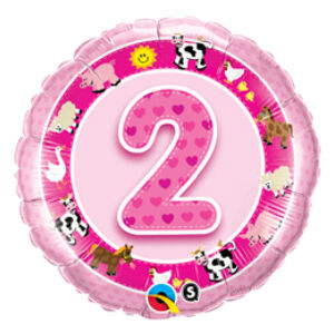 lufi 18"Rózsaszín Házi Álla tok Age 2 Pink Farm Animals 2. Születésn api Számos Fólia Léggömb