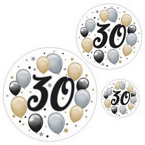 Szülinapi matrica 30-as számos Szn-i elegáns matrica 8 db matrica/csomag.