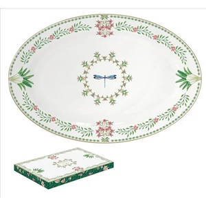 Tál ovális kerámia 35x23,5cm, Botanic Chic kézzel festett dobozban