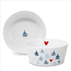 Tál porcelán 15cm, Seaside Sailing Porcelántál fedővel