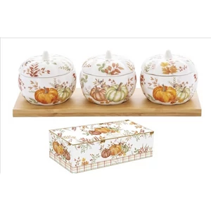 Tál porcelán fedővel, 3db, tökformájú, ba Porcelántál fedővel