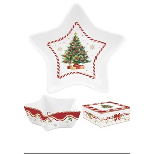 Tál Porcelán karácsonyi csillagtál 15x5cm, dobozban, Christmas Tale