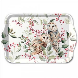 Tálca Ambiante kicsi Barn owl couple műanyag kistálca 13x21cm