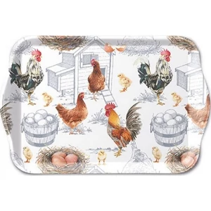 Tálca Ambiante kicsi Chicken Farm műanyag kistálca 13x21cm