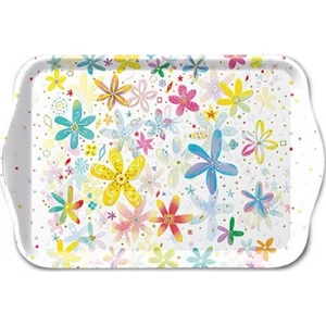 Tálca Ambiante kicsi Fancy Flowers műanyag kistálca 13x21cm