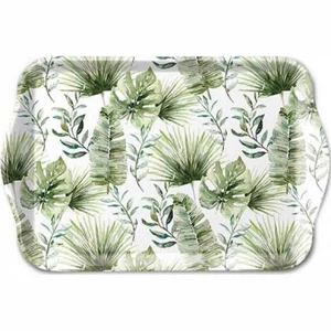 Tálca Ambiante kicsi Jungle leaves white műanyag kistálca 13x21cm