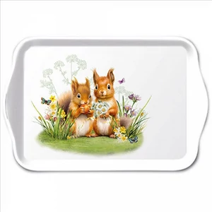 Tálca Ambiante kicsi Little squirels műanyag kistálca 13x21cm