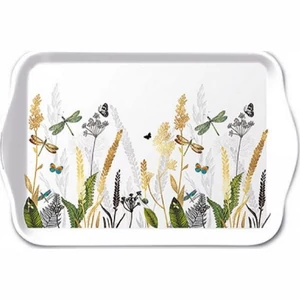 Tálca Ambiante kicsi Ornamental Flowers White műanyag kistálca 13x21cm
