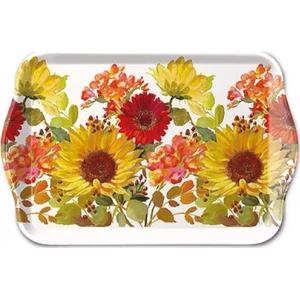 Tálca Ambiante kicsi Sunny Flowers Cream műanyag kistálca 13x21cm