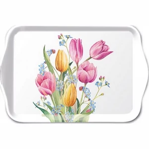 Tálca Ambiante kicsi Tulips bouquet műanyag kistálca 13x21cm