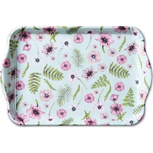 Tálca kicsi műanyag virágos Anemones green, 13x21cm