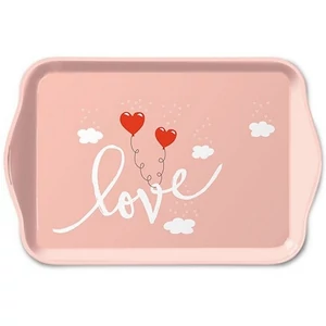 Tálca műanyag 13x21cm Love Balloons Pale Rose műanyag kistálca Valentin napi