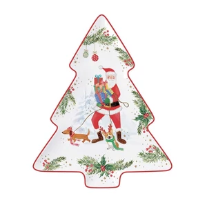 Tálca Porcelán karácsonyi 20,5x25,5cm, Joyful Santa dobozban