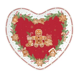 Tálca Porcelán karácsonyi 20x19cm, Fancy Gingerbread dobozban