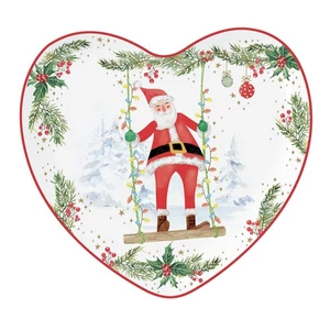 Tálca Porcelán karácsonyi 20x19cm, Joyful Santa dobozban