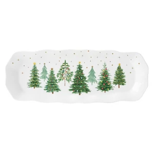 Tálca Porcelán karácsonyi 37x14cm, dobozban, Festive Trees