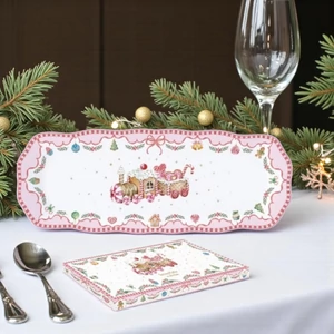 Tálca Porcelán karácsonyi 37x14cm, dobozban,  Sweet Christmas