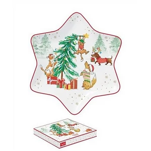 Tálca Porcelán karácsonyi csillagtálca 22,5cm, dobozban Christmas Gang