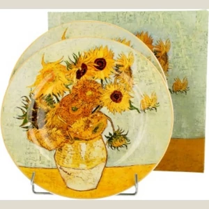 Tányér desszertes kerámia 19cm, Van Gogh: Napraforgók 2db-os szett, dobozban,