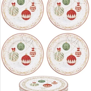 Tányér desszertes kerámia 4db-os, 19cm, Christmas Eve dobozban