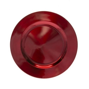 Tányér kerek műanyag 22x22x2 cm, piros