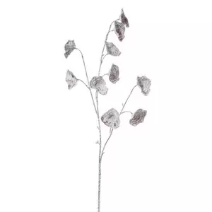 Selyemvirág - művirág Ganoderm ág, műanyag 75cm, ezüst glitteres