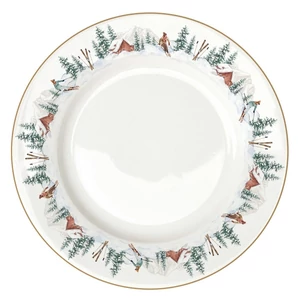 Tányér porcelán karácsonyi 26,5cm, Botanic Chic lapostányér kézzel festett